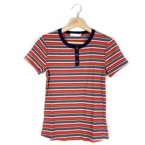 Lush Vintage Stripe Ribbed Short Sleeve Tee Small